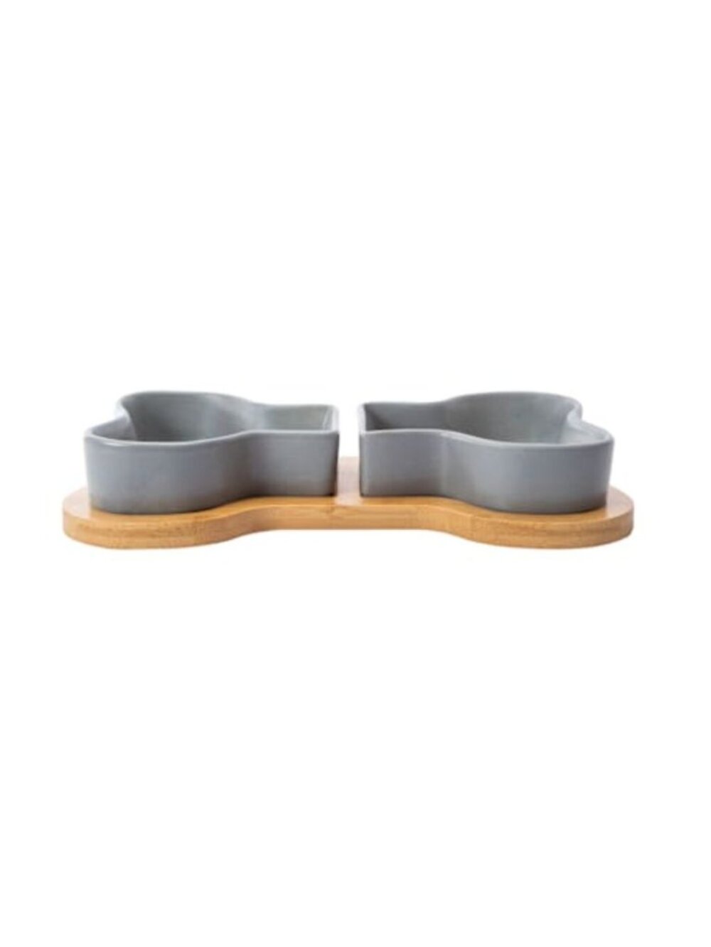 Bone Shape Bowl Set For Dogs & Cats 2 Ceramic Bowls With Bamboo Tray Suitable Fo - Picture 5 of 7